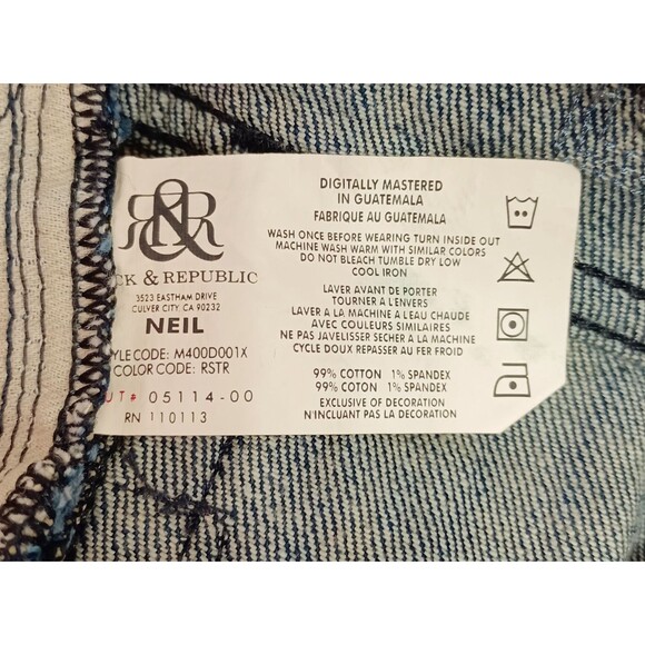 Rock & Republic Neil Tall Men's Buttonfly Relaxed Straight Jeans Size 32x35 - Picture 9 of 13